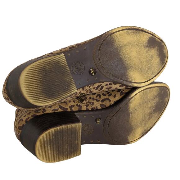 Lucky Brand Basel Women's 8.5 Leopard Print Leather Ankle Booties Side Zip Heel - Picture 7 of 10